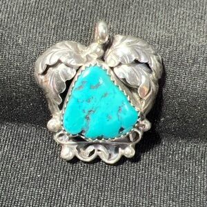 Carolyn Pollack Turquoise .925 Sterling Silver Leaf & Scroll Design Pendant